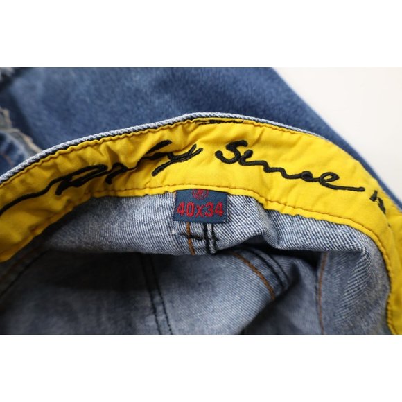 Vintage DMX Ruff Ryders Mens 40x26 Distressed Hip Hop Baggy Wide Leg Denim Jeans - Picture 6 of 11